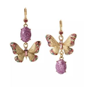 Betsey Johnson Gold and Pink Butterfly Earrings